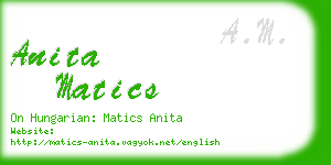 anita matics business card